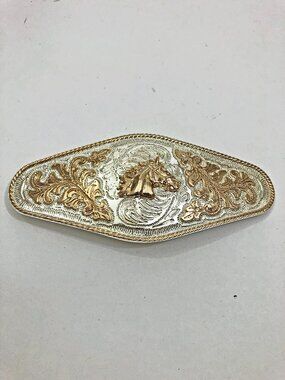 Horse Head Bust Alsa Western Cowboy Silver Gold Tone 3x7 inches